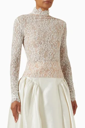 NAFSIKA SKOURTI Noura Embellished Top in Lace