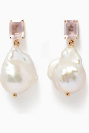Mateo New York Topaz & Baroque Pearl Drop Earrings in 14kt Yellow Gold
