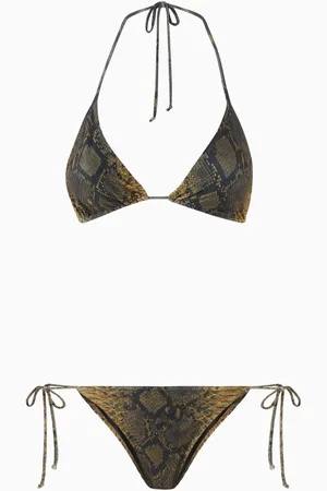 Norma Kamali String Snake-print Bikini Set in Poly-lycra