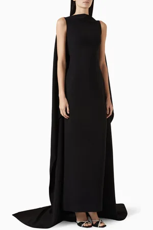 Solace Kaila Cape Maxi Dress in Crepe