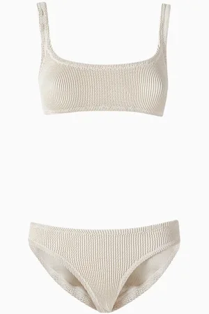 MANEBI Bralette Bikini Top in Seersucker-fabric