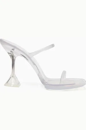 Amina Muaddi 95 Brito Slipper Sandals in Plexiglass