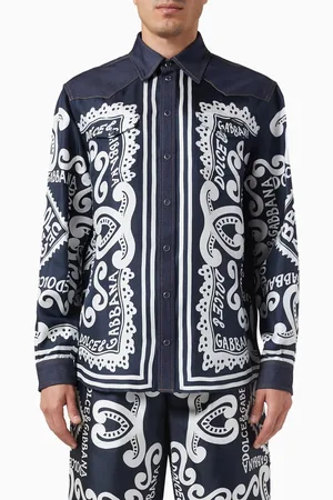 Dolce & Gabbana Marina Print Shirt in Silk & Denim