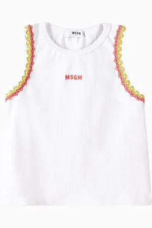 Msgm Logo-embroidered Tank Top in Cotton