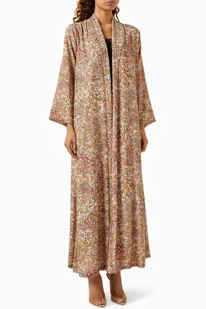 Hessa Falasi Zainah-cut Printed Abaya in Chiffon
