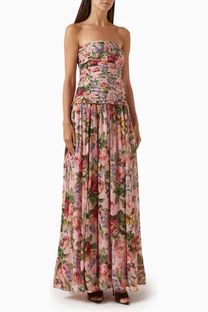 by Ti Mo Dotted Floral-print Maxi Dress in Georgette