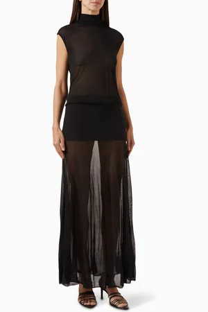 12 STOREEZ Turtleneck Maxi Dress in Viscose-blend Knit