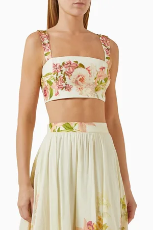 Hemant & Nandita Floral-print Corset Top in Organza