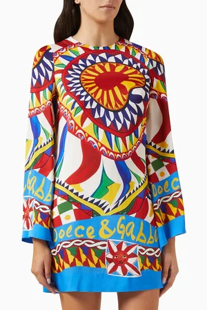 Dolce & Gabbana Carreto Print Kimono Mini Dress in Silk