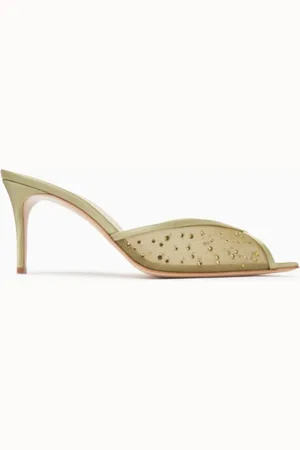 ANDREA WAZEN Katy Glitz 75 Mule Sandals in Mesh