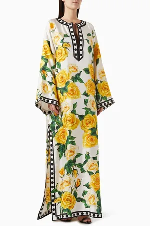 Dolce & Gabbana Floral-print Kaftan in Silk-twill