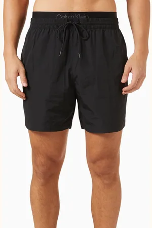 Calvin Klein Monogram Double Waistband Swim Shorts in Nylon