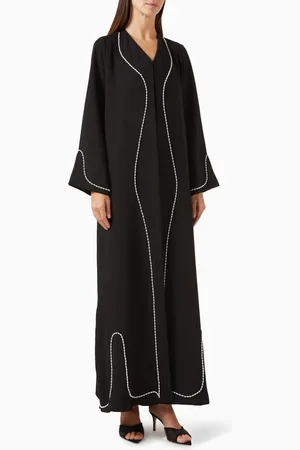 Hessa Falasi Wave Pearl-embellished Abaya