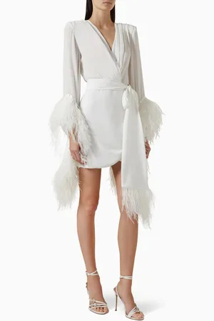Bronx and Banco Geisha Feather-trim Mini Dress