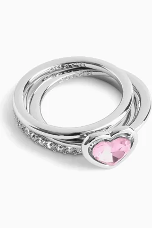 Coach Halo Heart Stackable Ring in Brass, Set of 3