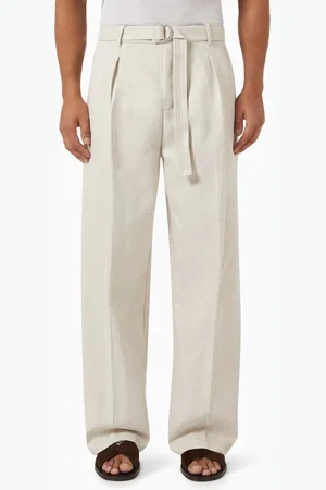 Manière de voir Wide-leg Belted Pants in Textured-fabric