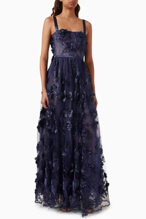 Bronx and Banco Anastasia Floral-appliqué Gown
