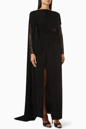 AC Sequin-embellished Draped Gown