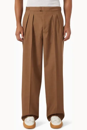 Manière de voir Hatched Double Pleat Wide-leg Pants in Twill