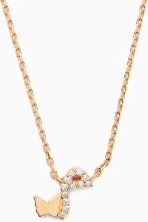 BIL ARABI Tiny Bling Arabic Letter "Meem" Diamond Necklace in 18kt Gold