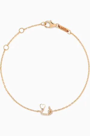 BIL ARABI Tiny Bling Arabic Letter "Faa" Diamond Bracelet in 18kt Gold