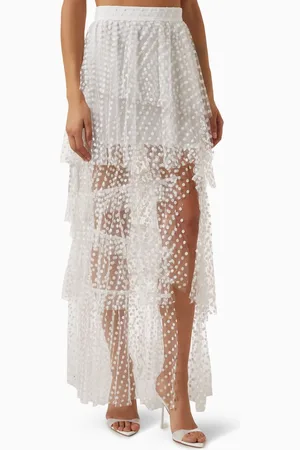 ALEXANDRA MIRO Elena Tiered Slit Skirt in Tulle
