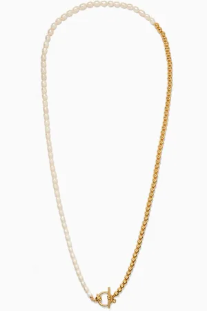 Kate Spade Long Toggle Pearl Necklace in Gold-tone Brass