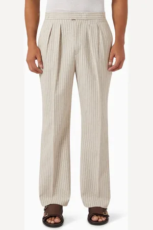 Manière de voir Double Pleat Pinstripe Tailored Pants in Cotton-linen