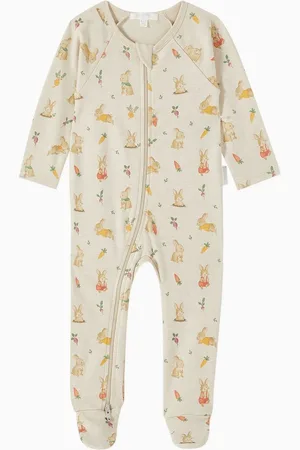 Purebaby Bunny Zip-up Sleepsuit in Organic Cotton