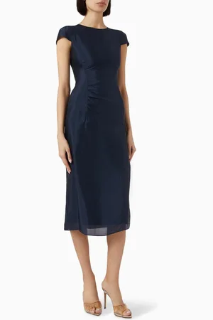 Armani Exchange The Grid Midi Dress in Viscose-blend