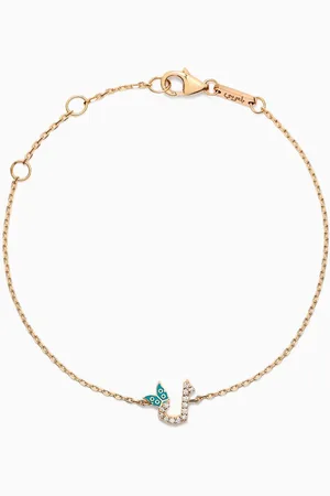BIL ARABI Tiny Bling Arabic Letter "Laam" Diamond Bracelet in 18kt Gold