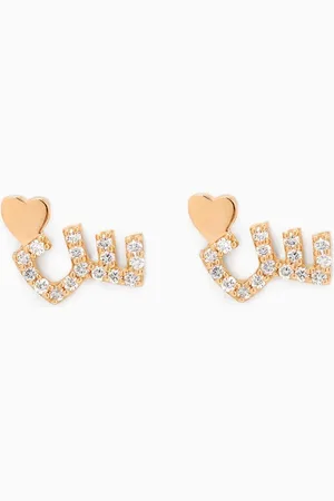 BIL ARABI Tiny Bling Arabic Letter "Seen" Diamond Earrings in 18kt Gold