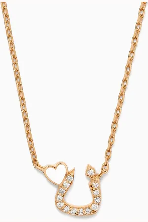 BIL ARABI Tiny Bling Arabic Letter "Noon" Diamond Necklace in 18kt Gold