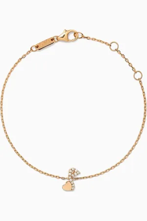 BIL ARABI Tiny Bling Arabic Letter "Meem" Diamond Bracelet in 18kt Gold