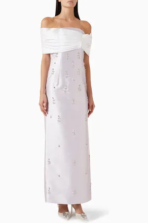 AC Off-shoulder Crystal-embellished Gown