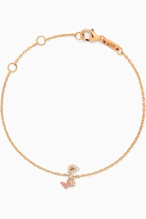 BIL ARABI Tiny Bling Arabic Letter "Meem" Diamond Bracelet in 18kt Gold
