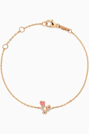BIL ARABI Tiny Bling Arabic Letter "Yaa" Diamond Bracelet in 18kt Gold