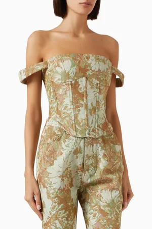 Manière de voir Floral Bardot Corset Top in Jacquard