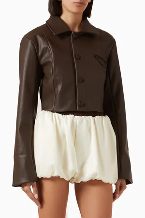 Manière de voir Wide Shoulder Jacket in Pebbled Leather