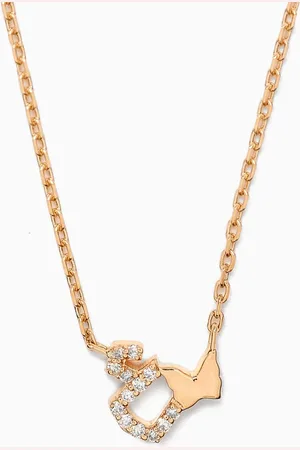 BIL ARABI Tiny Bling Arabic Letter "Ein" Diamond Necklace in 18kt Gold