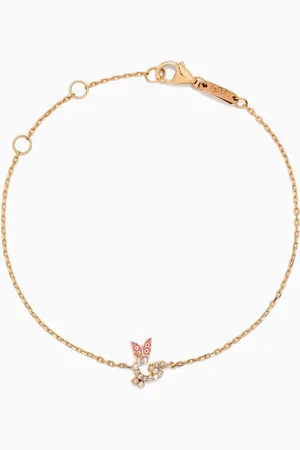 BIL ARABI Tiny Bling Arabic Letter "Yaa" Diamond Bracelet in 18kt Gold