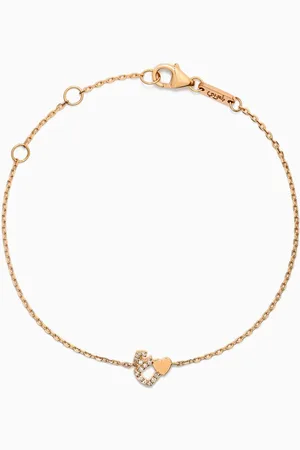 BIL ARABI Tiny Bling Arabic Letter "Ein" Diamond Bracelet in 18kt Gold