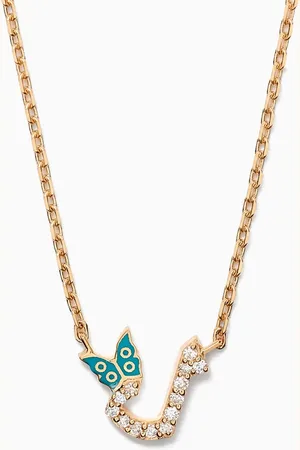 BIL ARABI Tiny Bling Arabic Letter "Laam" Diamond Necklace in 18kt Gold