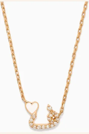 BIL ARABI Tiny Bling Arabic Letter "Faa" Diamond Necklace in 18kt Gold