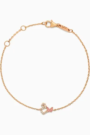 BIL ARABI Tiny Bling Arabic Letter "Ein" Diamond Bracelet in 18kt Gold