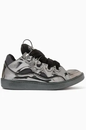 Lanvin Curb Sneakers in Metallic Leather, Suede & Mesh