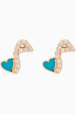 BIL ARABI Tiny Bling Arabic Letter "Meem" Diamond Earrings in 18kt Gold