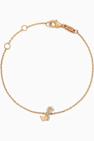 BIL ARABI Tiny Bling Arabic Letter "Meem" Diamond Bracelet in 18kt Gold