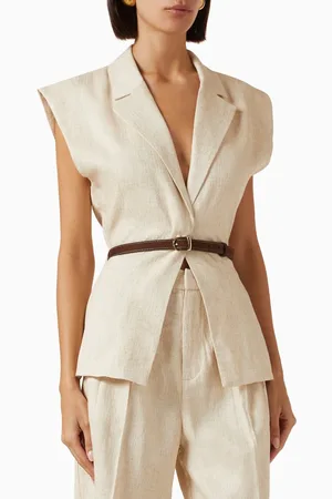 Manière de voir Wide Shoulder Cinched Waistcoat in Linen
