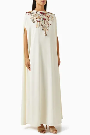 LAMMOUSH Embroidered Kaftan in Crepe